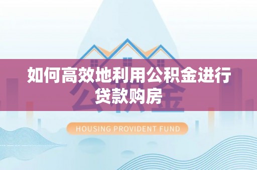 汉南如何高效地利用公积金进行贷款购房
